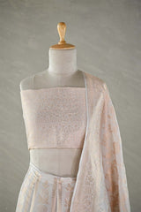 White Banarasi Lehenga with Gold Zari Floral Motifs