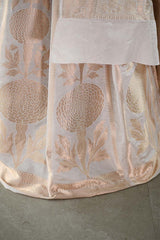 White Banarasi Lehenga with Gold Zari Floral Motifs