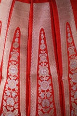 Red Wedding Lehenga with Gold And Silver Zari Work