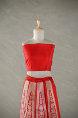 Red Wedding Lehenga with Gold And Silver Zari Work