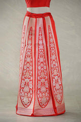 Red Wedding Lehenga with Gold And Silver Zari Work