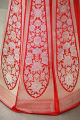 Red Wedding Lehenga with Gold And Silver Zari Work