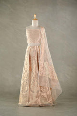 Gold Bridal Lehenga with Intricate Floral Brocade Work