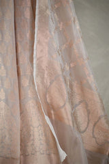 White Banarasi Lehenga with Gold Zari Floral Motifs