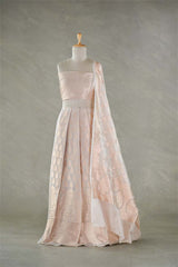 White Banarasi Lehenga with Gold Zari Floral Motifs