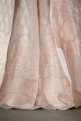 White Banarasi Lehenga with Gold Zari Floral Motifs