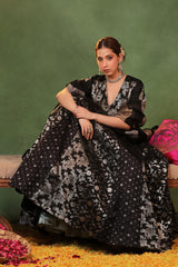Black Banarasi Raw Silk Kalidar Bridesmaid Lehenga