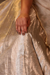 Silver Banarasi Tissue Silk Lehenga with Hand Embellished Blouse