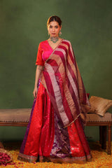 Pink Raw Silk Kalidar Lehenga Inspired by Bollywood