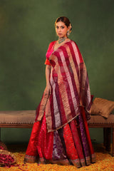 Pink Raw Silk Kalidar Lehenga Inspired by Bollywood