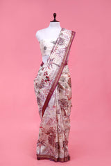 white & purple saree, chanderi saree, chanderi silk saree, chanderi silk