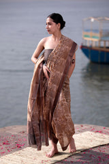 light brown saree, chanderi saree, chanderi silk saree, chanderi silk