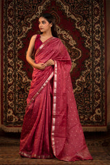 dark pink saree, chanderi saree, chanderi silk saree, chanderi silk