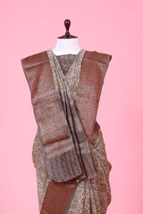 Brown Ajrakh Printed Chanderi Silk Saree