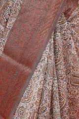 Brown Ajrakh Printed Chanderi Silk Saree