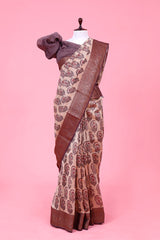 brown saree, chanderi saree, chanderi silk saree, chanderi silk