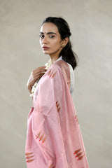 Pink Banarasi Chanderi Silk Saree with Antique Zari Meenakari Work