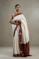 white saree, chanderi saree, chanderi silk saree, chanderi print