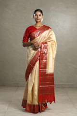red saree, chanderi saree, chanderi silk saree, chanderi print