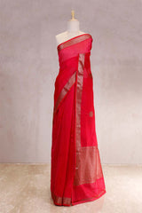 saree, red saree, chanderi saree, silk chanderi saree, chanderi cotton saree, daily wear saree, traditional saree, indian saree