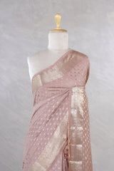 Mauve Chanderi Silk Saree with Floral Designer Border