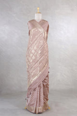 Mauve Chanderi Silk Saree with Floral Designer Border