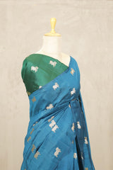 Cobalt Blue Banarasi Chiniya Silk Saree with Aghanya Motifs