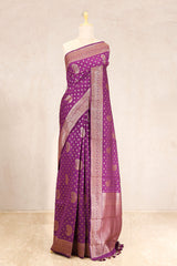 chiniya silk saree, Purple saree, banarasi saree, festive wear saree, wedding saree