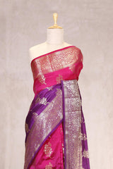 Purple Pink Banarasi Dupion Silk Saree Meenakari Motifs