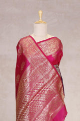 Purple Pink Banarasi Dupion Silk Saree Meenakari Motifs