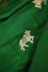 Green Banarasi Chiniya Silk Saree with Aghanya Motifs