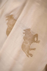White Banarasi Chiniya Silk Saree with Aghanya Motifs