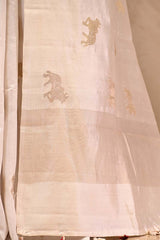 White Banarasi Chiniya Silk Saree with Aghanya Motifs