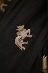 Black Banarasi Chiniya Silk Saree with Aghanya Motifs