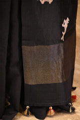 Black Banarasi Chiniya Silk Saree with Aghanya Motifs