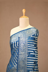 Blue Chiniya Silk Saree with Watergold Zari Stripes