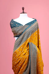 Mustard Yellow Handloom Crepe Saree