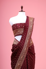 Coffee Brown Woven Crepe Saree