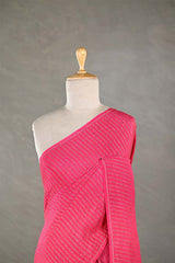 Pink Handloom Crepe Khaddi Silk Saree with Antique Zari Stripes
