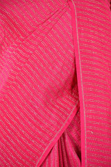 Pink Handloom Crepe Khaddi Silk Saree with Antique Zari Stripes