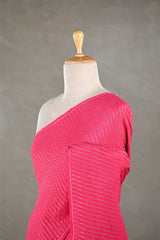 Pink Handloom Crepe Khaddi Silk Saree with Antique Zari Stripes