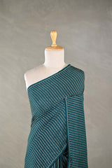 Bottle Green Handloom Crepe Khaddi Silk Saree with Antique Zari Stripes