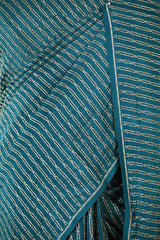 Bottle Green Handloom Crepe Khaddi Silk Saree with Antique Zari Stripes