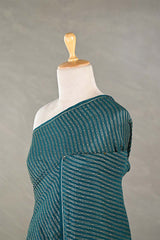 Bottle Green Handloom Crepe Khaddi Silk Saree with Antique Zari Stripes