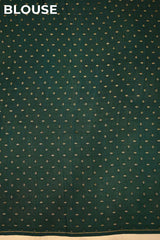 Bottle Green Handloom Crepe Khaddi Silk Saree with Antique Zari Stripes