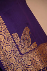 Deep Purple Banarasi Crepe Silk Saree with Antique Zari Border