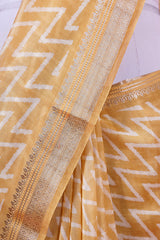 Light Yellow Geometrical Woven Chanderi Silk Saree