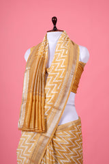 Light Yellow Geometrical Woven Chanderi Silk Saree