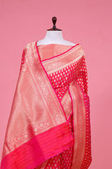 Rose Pink Handloom Katan Silk Banarasi Saree