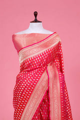 Rose Pink Handloom Katan Silk Banarasi Saree